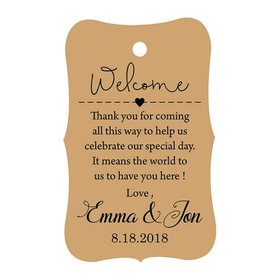 100 PCS Wedding Welcome Personalized Wedding Favor Gift Paper Tags Custom Made Thank you Hang Tags