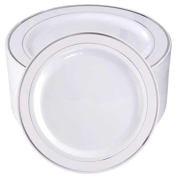 100 PCS White Plastic Plates 10.25 Inch Disposable Dinner Plates Premium for Party Wedding Events