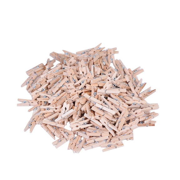 100 PCS Wooden Clothespins, Mini Heart Photo Clips, Small Clothes Pins for Crafts Picture Paper Hanging, Natural Wooden Clothespins for Photos, Craft Projects, Office Organizing Supplies