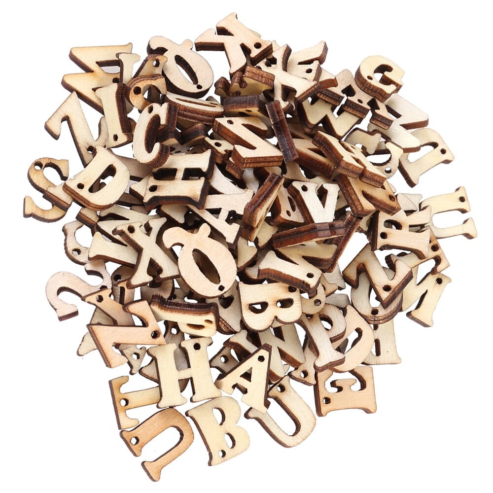 100 PCS Wooden Craft Letters Unfinished Scrapbook Decor Assorted