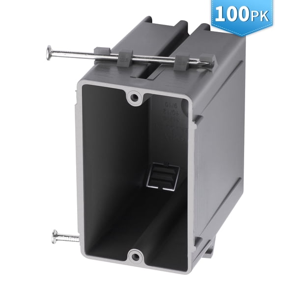 New Work Electrical Outlet Box, 22 Cu. in, Outlet Box,ETL Listed to UL514C and UL263, 2 Hour Fire Rating single gang box, Gray,100 PCS
