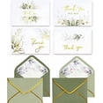 thumbnail image 1 of 100 PK Luxurious Gold Thank You Cards with Envelopes Bulk Sage Green - 5x3.5 Inches Wedding Thank You Notes Baby Shower Greenery Bridal Shower Small Business, 1 of 7