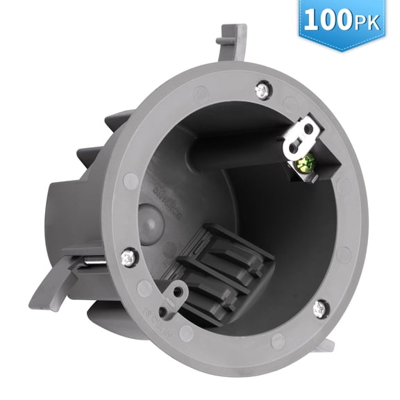 100 PK Old Work Electrical Box, 18 Cubic Inch Round Ceiling Electrical Box for Old Work, PVC, ETL Listed to UL514C and UL263, Fire Rated for Two Hours