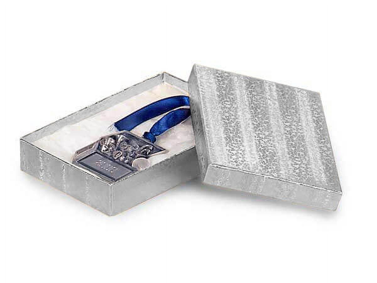 100 PK, Silver Embossed Foil Jewelry Boxes, 3.5 x 2.5 x 1.25