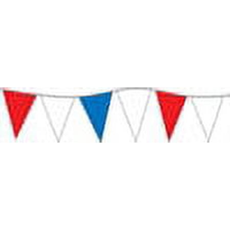 100' POLY PENNANT STRING - RED/WHITE/BLUE