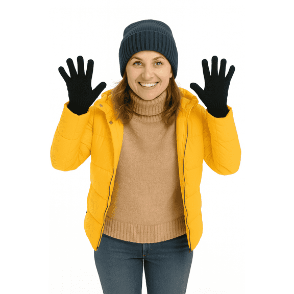 10-Pairs, Adult Stretch Knit Winter Gloves Bulk, OSFM, Black, Outtek