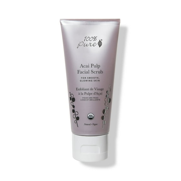 100% PURE Acai Pulp Facial Scrub, Exfoliating, Organic Face Wash (2 Fl Oz)