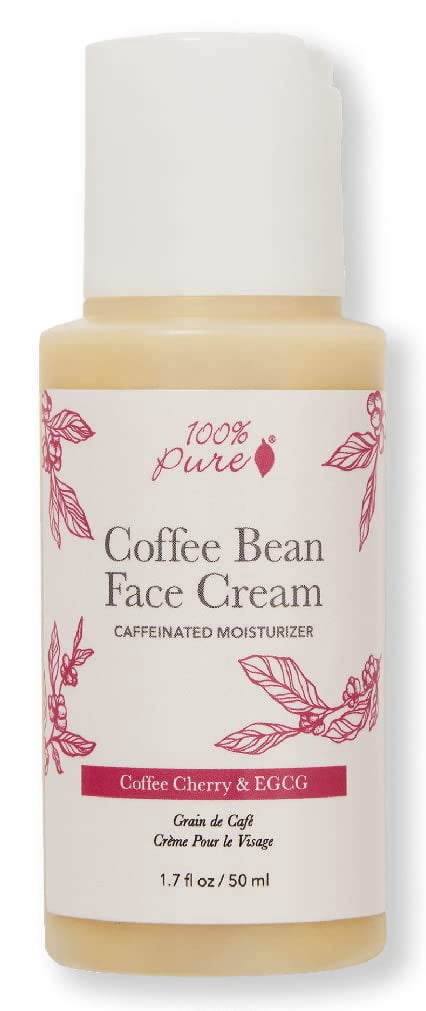 100% PURE Coffee Bean Caffeine Face Cream Glowing Skin Care Anti Aging Youthful Boost Caffeinated Facial Moisturizer with Hyaluronic Acid & Niacinamide for Women & Men - 1.7 fl oz