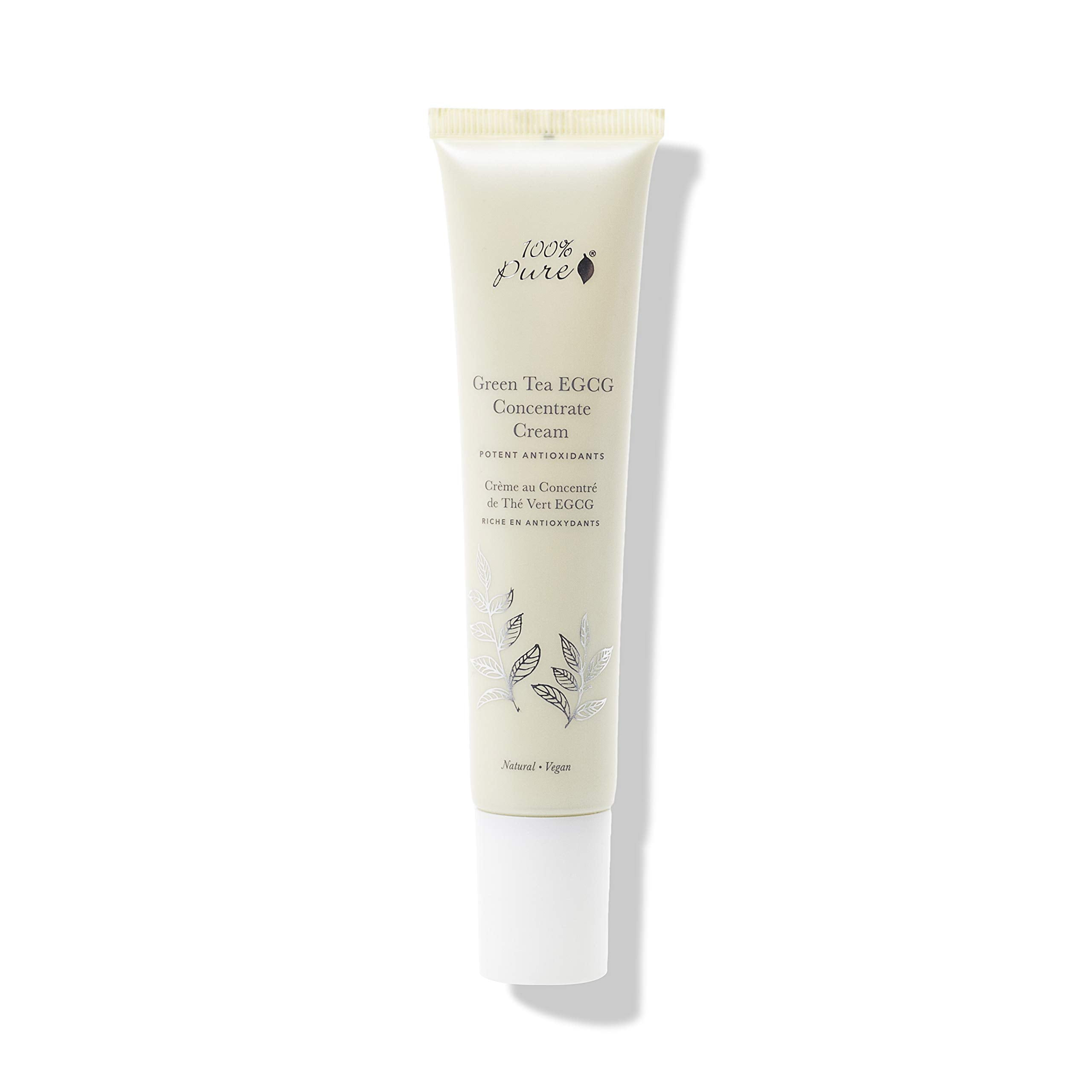 100% PURE Green Tea EGCG Concentrate Face Cream Anti-Aging Antioxidant Boost with Squalene & Caffeine Lightweight Daily Hydrating Facial Moisturizer & Skin Care for Women & Men - 1.4 Oz