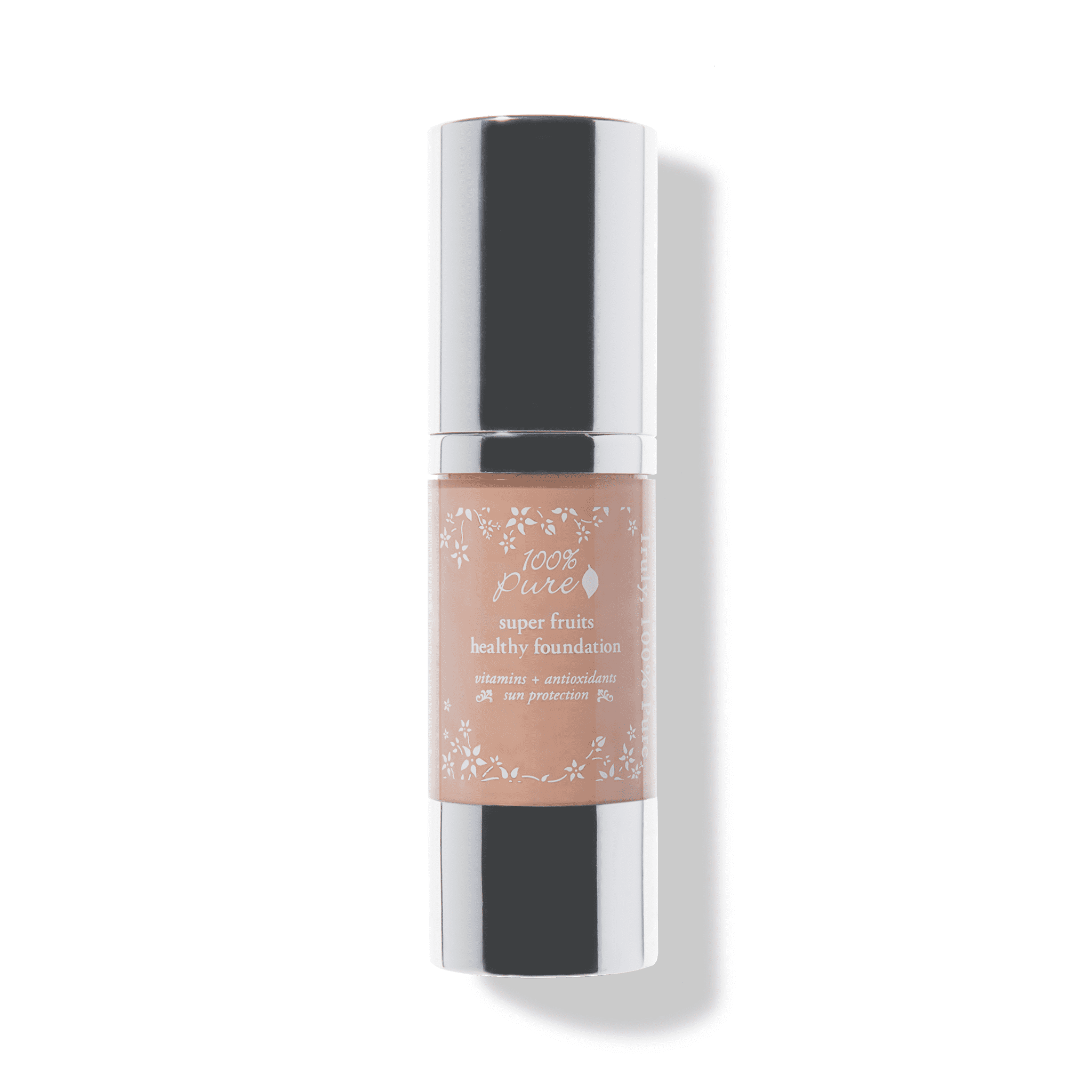 100% PURE Healthy Foundation Full Face Coverage Makeup, Liquid Matte Finish with Anti-Aging Benefits - Vegan Gorgeous Fruit Pigmented Toffee Color (Tan with Neutral Undertone) - 1 Fl Oz