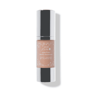 100% PURE Healthy Foundation Full Face Coverage Makeup, Liquid Matte Finish with Anti-Aging Benefits - Vegan Gorgeous Fruit Pigmented Toffee Color (Tan with Neutral Undertone) - 1 Fl Oz
