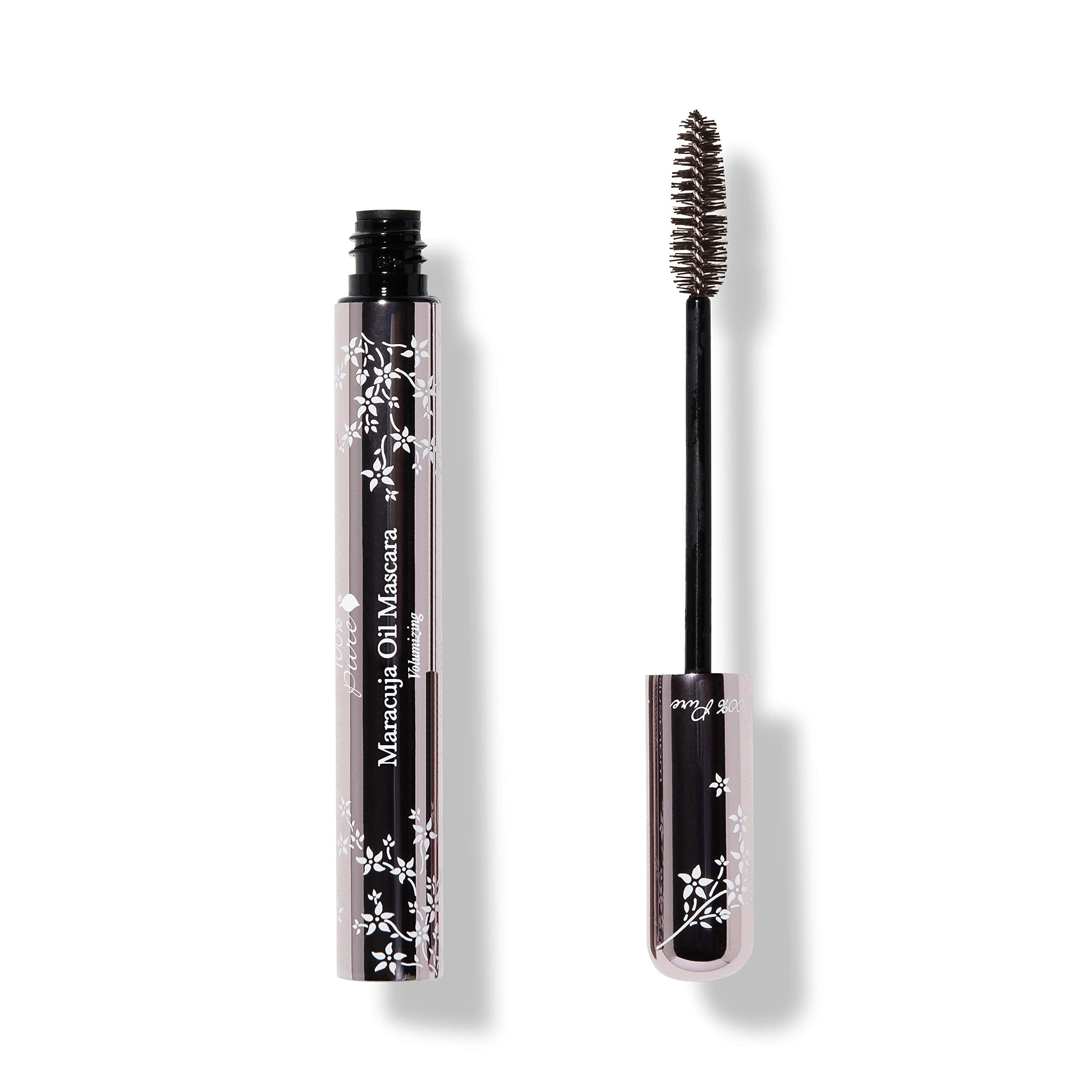 100% PURE Maracuja Oil Mascara Dramatic Intense Volume & Length Natural Fruit Pigmented Voluminous Eyelash Makeup No Clumping, Smudging or Flaking - Vegan, Dark Chocolate Color - 0.35 oz