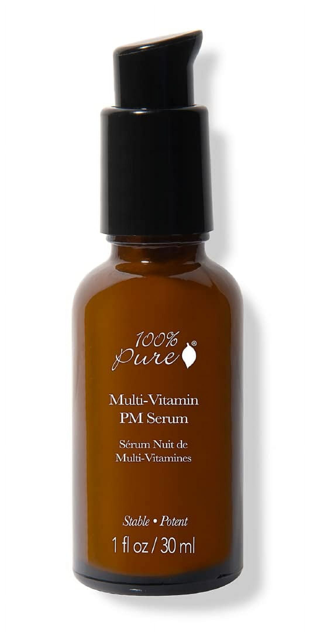 100% PURE Multi-Vitamin PM Face Serum Anti-Aging Night Moisturizer Feeds Thirsty Skin with Retinol & Potent Antioxidants from Vitamin C Nightly Facial Skincare Restore & Rejuvenation - 1 Fl Oz