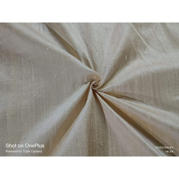 100% PURE SILK DUPIONI FABRIC dark cream 54quot; WITH SLUBS