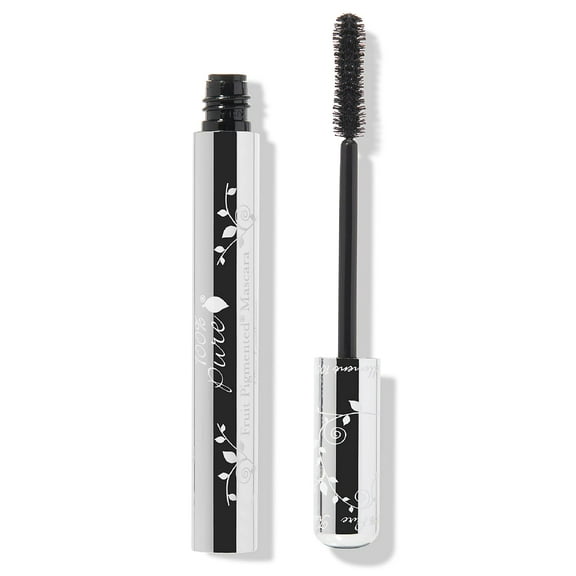 100% PURE Ultra Lengthening Mascara Dramatic Intense Volume & Length Natural Fruit Pigmented Voluminous Eyelash Makeup No Clumping, Smudging or Flaking - Vegan, Black Tea Color - 0.35 oz