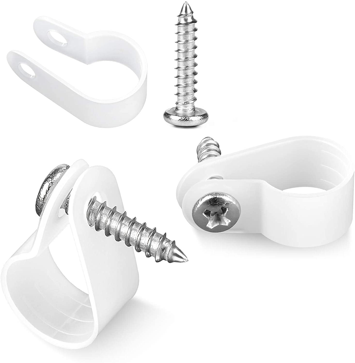 100 Pack 1/2 Inch Cable Clips, Rope Light PStyle Mounting Clips with