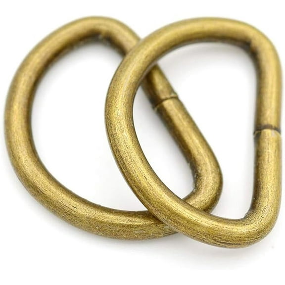 100 Pack 1/2 Inch Metal D-Rings Non Welded Dee Ring for Bag Belt Lanyard DIY Craft Accessories (Antique Brass)