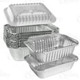 thumbnail image 1 of [100 Pack] 1.5LB Oblong Take Out Foil Baking Pans with Dome Lids Deep - 747 Aluminum Pan for Baking, Roasting, Potluck, Reheating, Catering, Party, BBQ, Baking by EcoQuality, 1 of 5