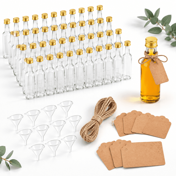 100 Pack 1.7 oz Airtight Screw Cap Mini Plastic Bottles Bulk Set