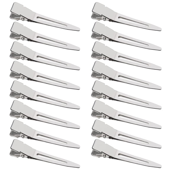 100 Pack 1.77 Inch Single Prong Pin Curl Duckbill Clips,Silver Setting Section Hair Clips Metal Alligator Clips for Hair Extensions