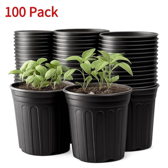 100-Pack Flexible Flower Plant Nursery Pots, Thickened Soft Plastic Seed Starting Container for Succulents, Seedlings, Cuttings, Transplanting,(Black)