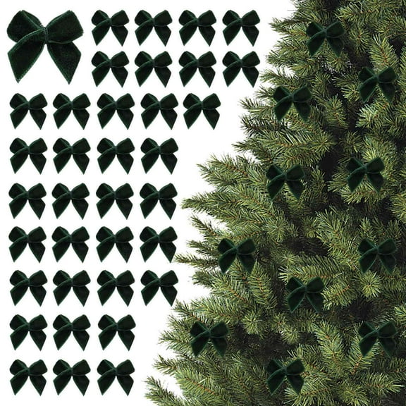 100-Pack 1 Inch Mini Velvet Christmas Bows, Flocked Ribbon Bows for Tree Decor, Gift Wrapping, Crafts, Wedding & Holiday DIY Crafts