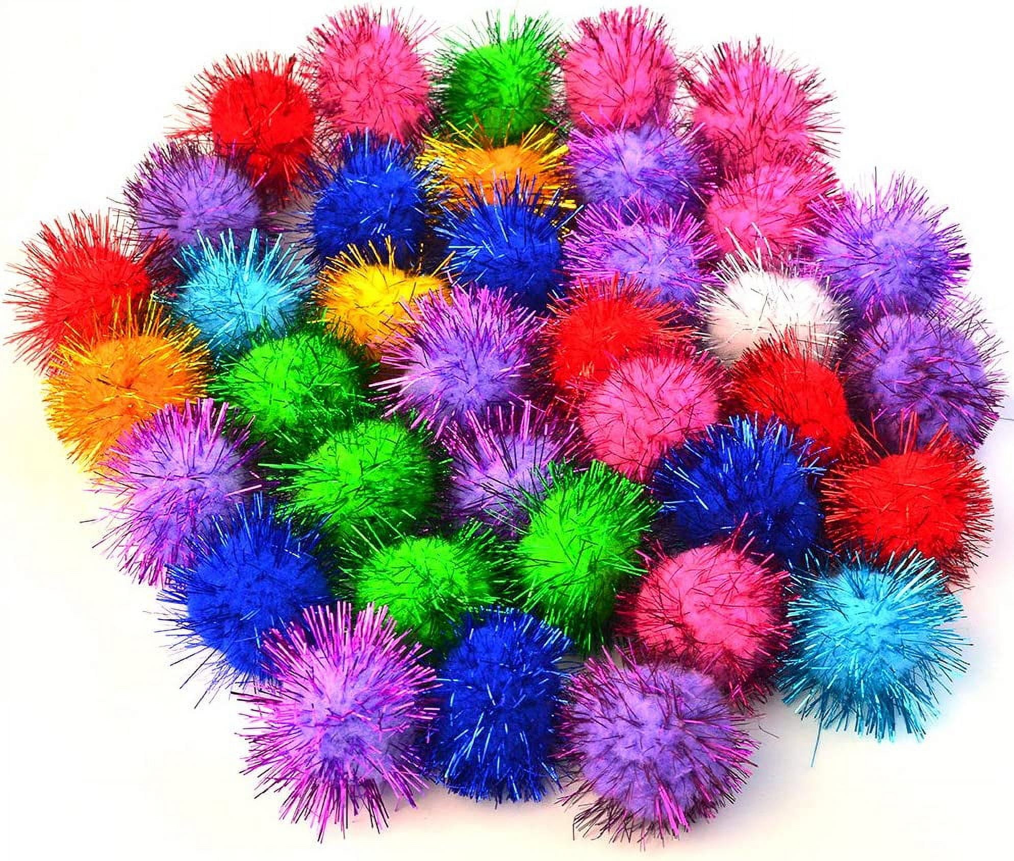 Pom Poms Glitter Variety Multi-Colored .50 to 1 Inch Value Pack of 100, Mardel