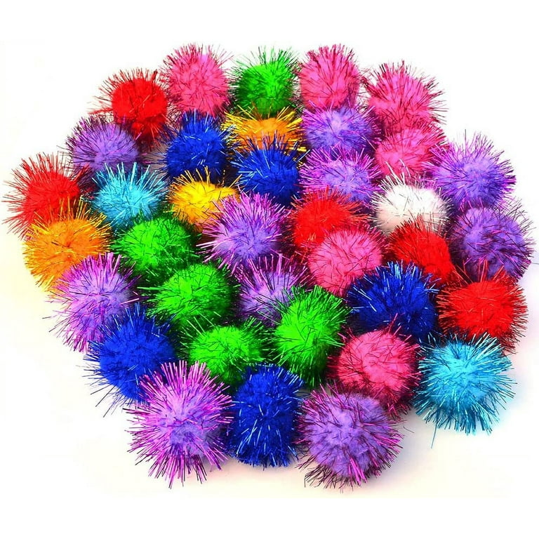 100pcs/lot Colorful 15mm Cat toy balls Sparkly Glitter Tinsel