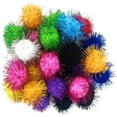 thumbnail image 1 of 100 Pack 1 Inches Cat Sparkle Balls for Cats Large Size, Glitter Pom Poms Fuzzy Cat Balls Tinsel Balls for Cats Kitten Indoor, 1 of 6