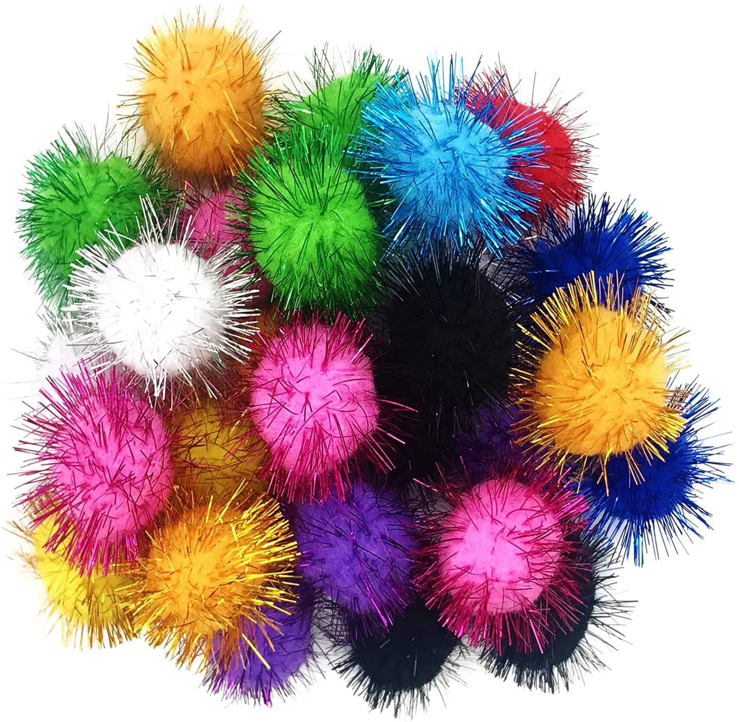 100 Pack 1 Inches Cat Sparkle Balls for Cats Large Size, Glitter Pom