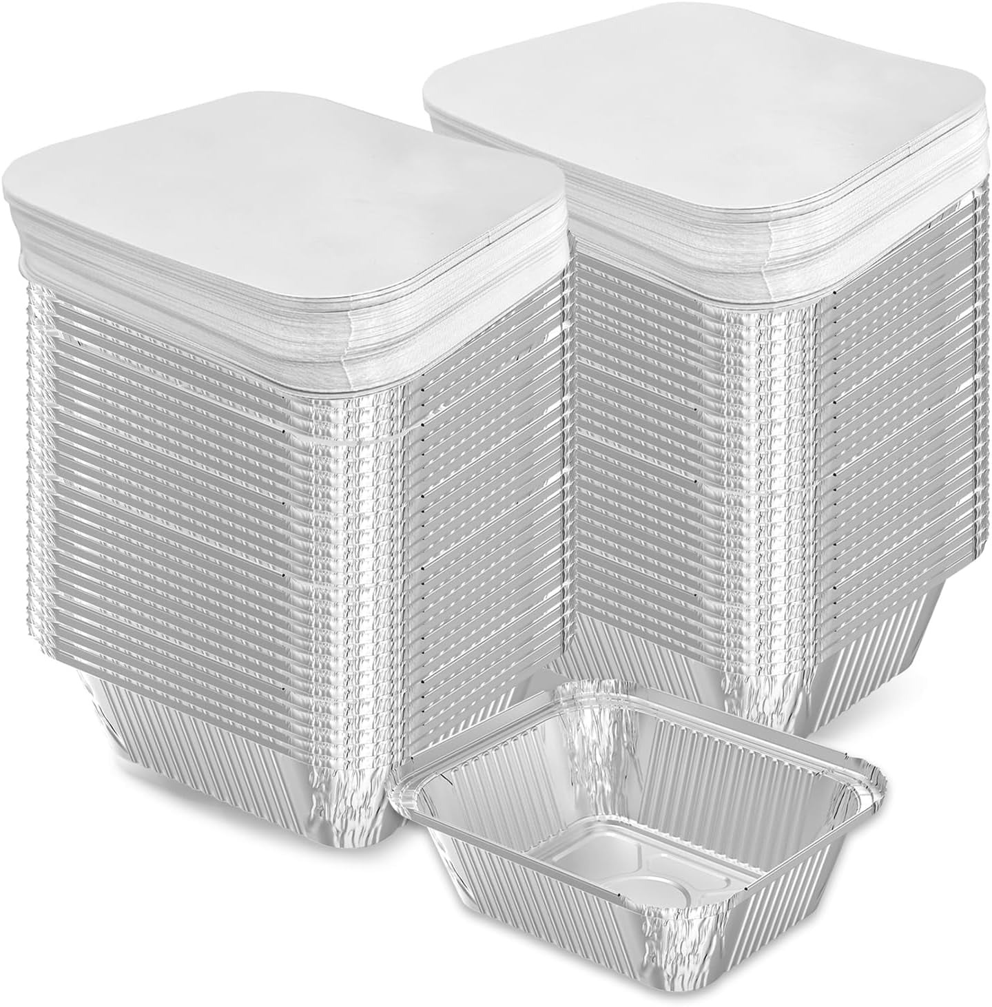 100 Pack 1 lb Disposable Aluminum Foil Pans Meal Prep Take Out Food ...