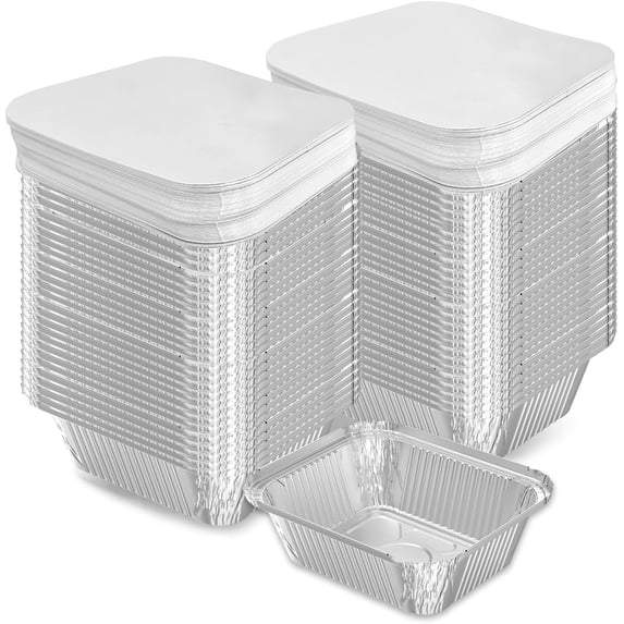 100 Pack 1 lb Disposable Aluminum Foil Pans Meal Prep Take Out Food ...