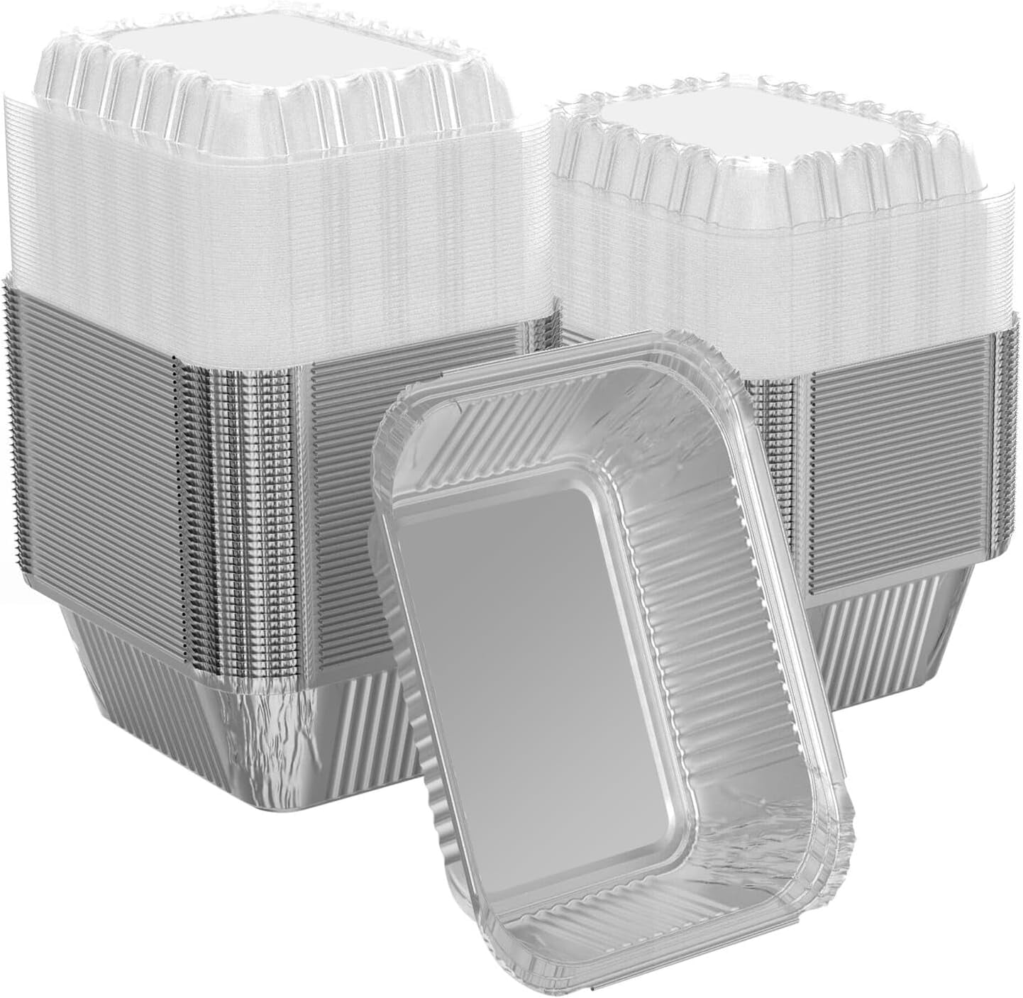 100 Pack 1 lb Rectangular Disposable Aluminum Foil Pan 16 oz Take Out ...