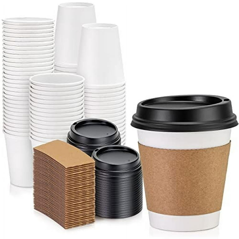 https://i5.walmartimages.com/seo/100-Pack-10-oz-Hot-Beverage-Disposable-White-Paper-Coffee-Cup-with-Black-Dome-Lid-and-Kraft-Sleeve-Combo-Extra-Small_3a8228c3-24a7-4fda-8cc8-e7a9a838b520.76c30132fd32a4193c58fe60df66e905.jpeg?odnHeight=768&odnWidth=768&odnBg=FFFFFF