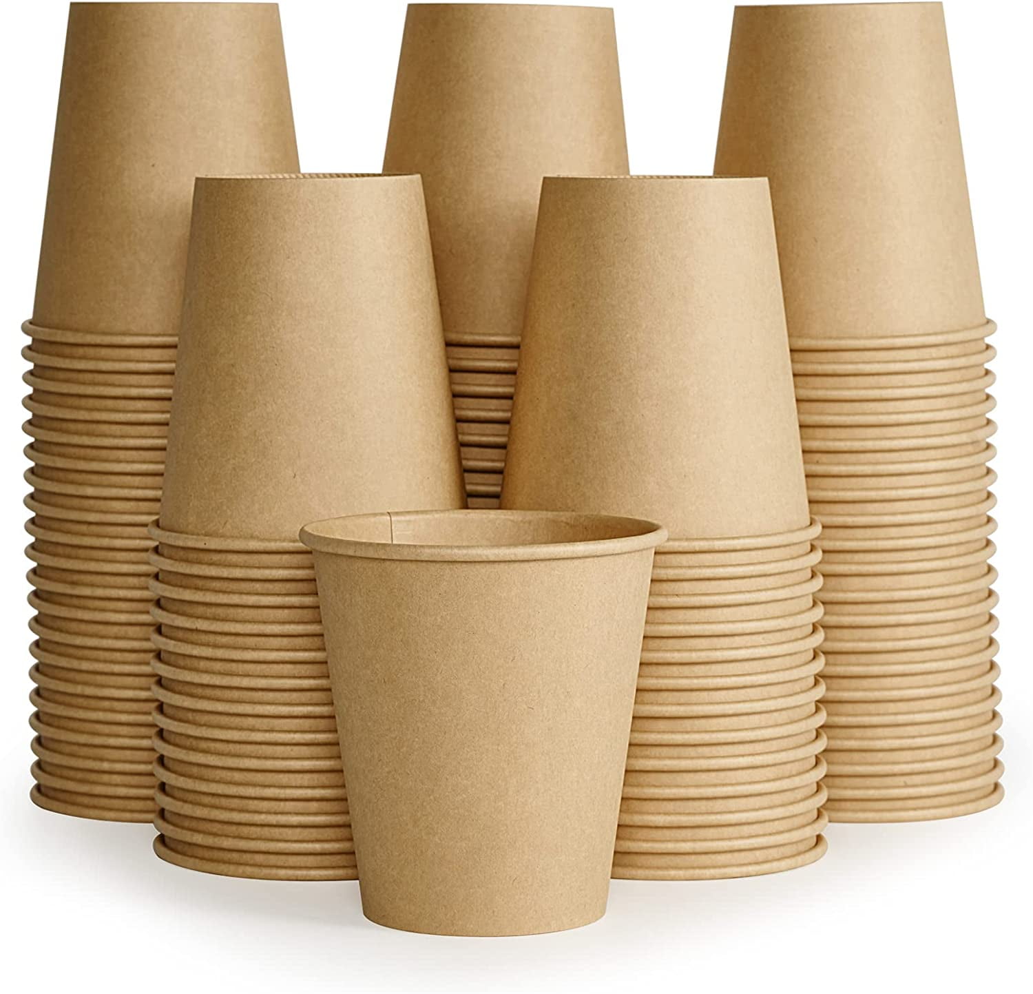 100 Pack 10 oz Kraft Paper Coffee Cups for Water, Juice, and Tea ...