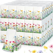 100 Pack 1000 Sheets Individually Wrapped Mini Tissues - 3-Ply Soft Pocket Tissues with Wildflower Patterns, Compact Travel Packs for Parties, Picnics & On-the-Go Use