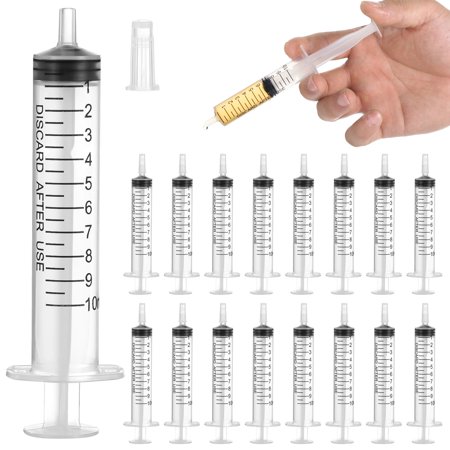 100 PCS Syringe with Tip Cap, 10 ml Plastic Measuring Syringe, Clear Small Syringe for Liquid Dispensing, Pet Feeding, Essential Oil Refilling, Ink Mixing, Lab Measurement, No Needle Included