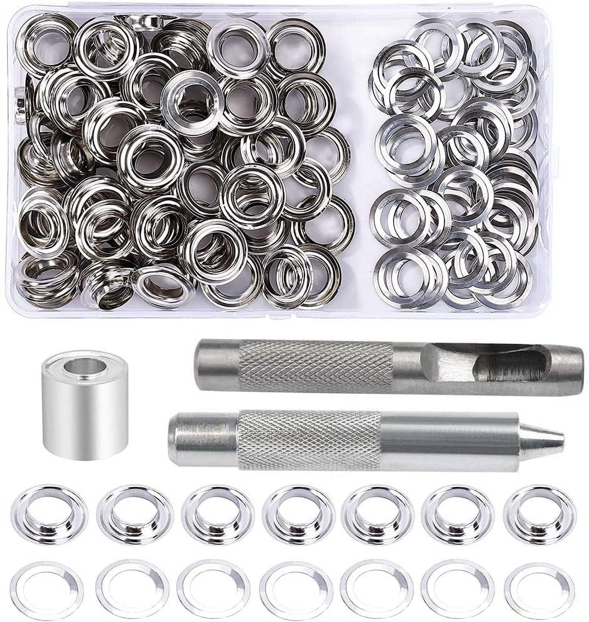 100Pack 10mm Grommet Eyelets Kit with 3 Tools for Tarp, Fabric, and
