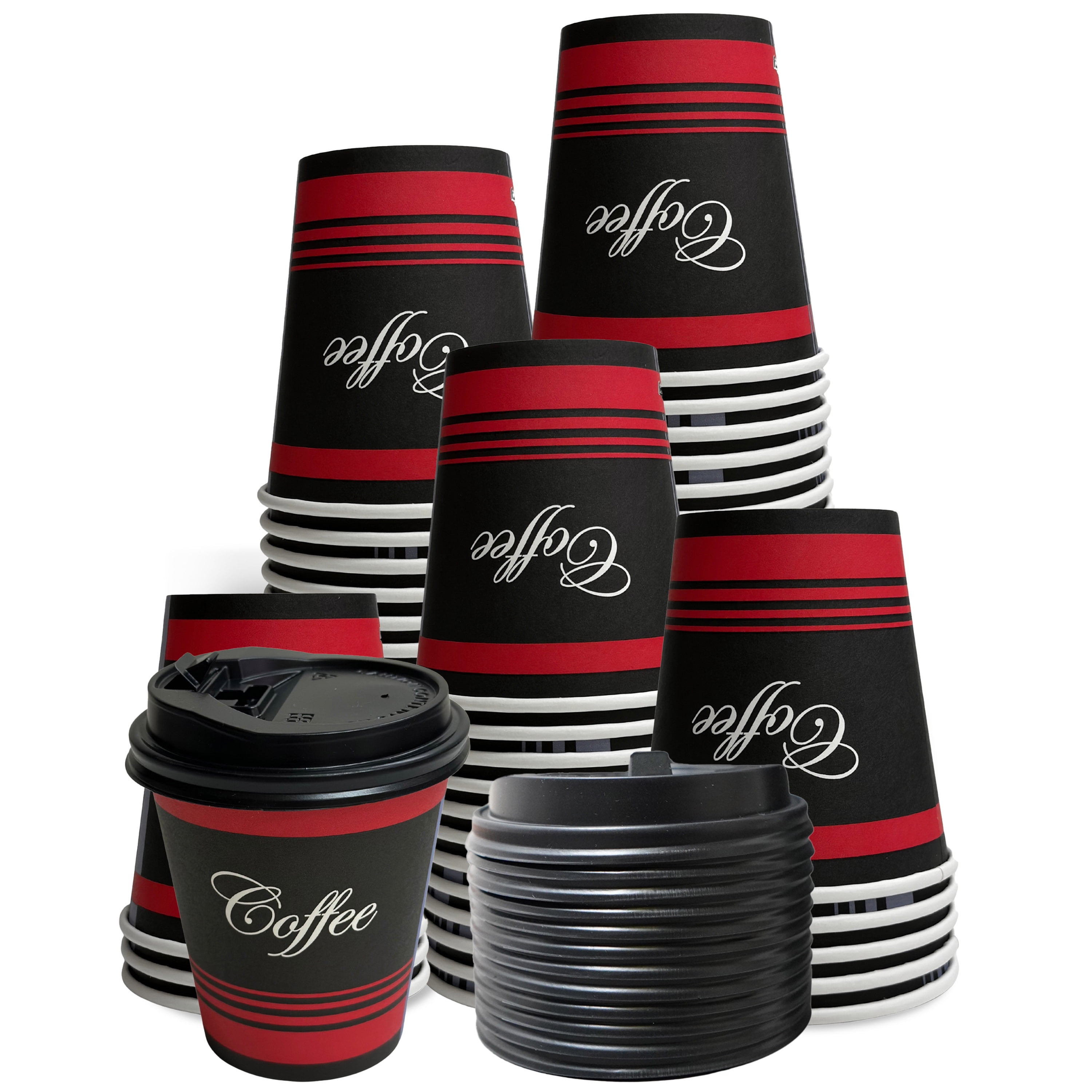 Choice Black Hot Paper Cup Travel Lid for 10-24 oz. Standard Cups and 8 oz.  Squat Cups - 1000/Case