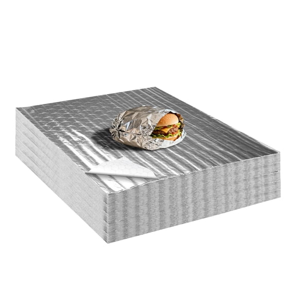 100 Pack 11.8" x 11.8" Insulation Sandwich Wrapping Paper Aluminum Foil Sheet, Pre Cut Individual Tin Foil Sheets for Food Burrito Wraps Breakfast Hot Dog BBQ Hamburger (100 Pack)