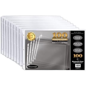 100 Pack 11x17 Inch Heavyweight Diamond Clear Sheet Protectors, Side Loading, Ledger Sheet Protectors,3-Hole Punched$$Office