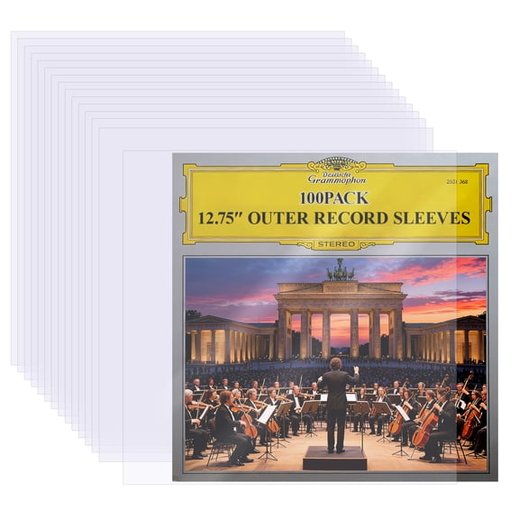 100 Pack 12.75" x 12.75" Vinyl Record Sleeves, Upgraded 4.7 Mil Crystal Clear PP Outer Protective Sleeves for 12 Inch LP Album Covers