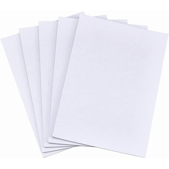 100 Pack 12 Mil White Presentation Binding Covers 11.7x8.3 Inch A4 Leather Texture Paper Letter Size Un-Punched