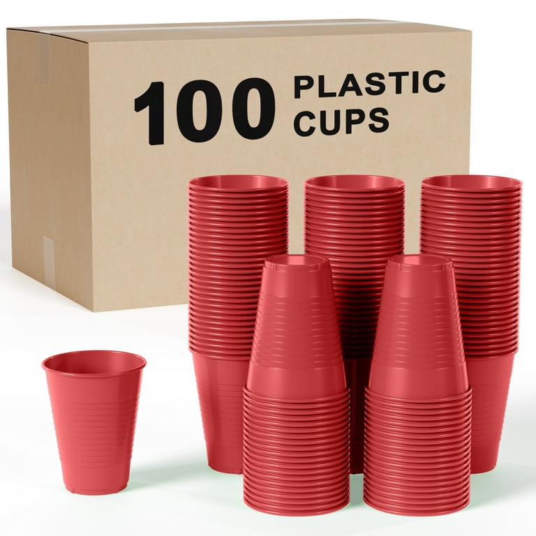 100-Pack 12 Oz Red Disposable Plastic Cups - Durable and Stylish