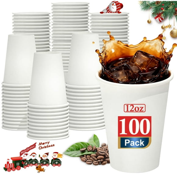 100 Pack 12 oz Disposable Cups, To Go Hot Cups,Leak-Free Food Safe Paper Cups