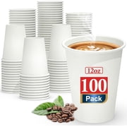100 Pack 12 oz Disposable Cups, To Go Hot Cups,Leak-Free Food Safe Paper Cups