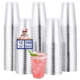thumbnail image 1 of 100 Pack 12 oz Disposable Plastic Cups Clear Tumblers with Gold Rim for Wedding Thanksgiving Christmas Party Supplies, 1 of 4