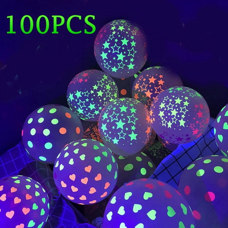 Clear Latex 11 inch Neon UV Blacklight Reactive Star Balloons Clear Latex 11 inch Neon UV Blacklight Reactive Star Balloons