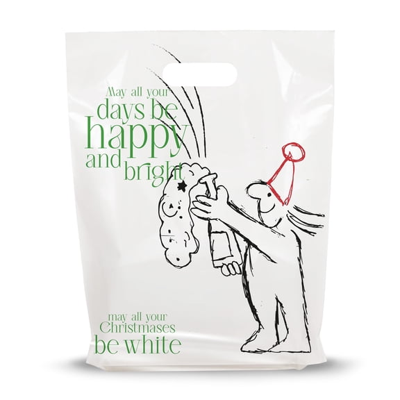 100 Pack 12x15 Die Cut Christmas Retail Bags. Beautiful Shopping Bags for Small Business