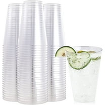 100 Pack 14 oz Clear Plastic Cups, Disposable Cups Large Reusable Plastic Tumblers, Heavy-duty Clear Cups 14 Ounce for Wedding Party